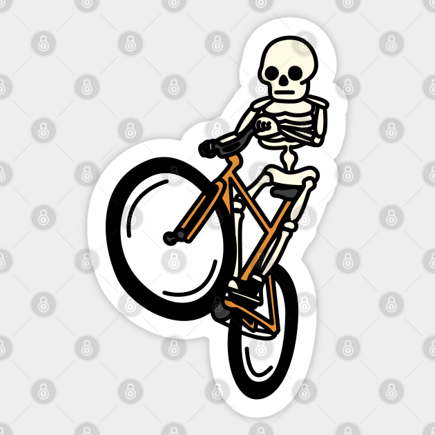 Bike Wheelie Skeleton Dude Fixie Sticker TeePublic
